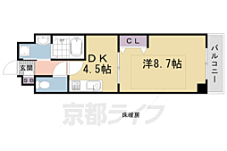 阪急京都本線 西京極駅 徒歩3分の賃貸マンション 2階1DKの間取り