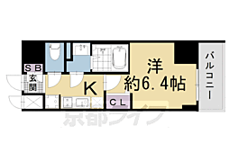 ファステート京都堀川スクエア 9階1Kの間取り