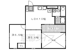 JR山陰本線 太秦駅 徒歩13分の賃貸マンション 3階2LDKの間取り