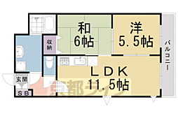 阪急京都本線 西院駅 徒歩12分の賃貸マンション 6階2LDKの間取り
