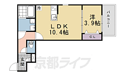 京都市伏見区向島二ノ丸町アパート 1LDKの間取図画像