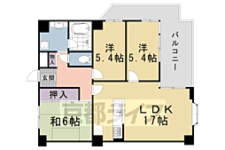 シャリマー五条 3LDKの間取図画像