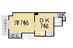 ロイヤル河原町五条 1DKの間取図画像