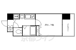プレサンス京都四条烏丸クロス 1Kの間取図画像
