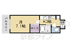 アスヴェル京都烏丸五条 1Kの間取図画像
