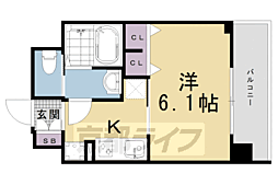 プレサンス京都室町通紫水 1Kの間取図画像