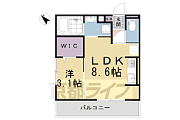 コージーコート上鳥羽 1LDKの間取図画像
