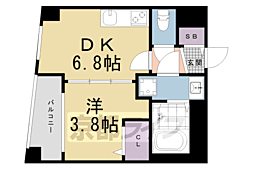 ファステート京都東寺グラン 1DKの間取図画像