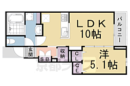 シャルマン東寺南4 1LDKの間取図画像