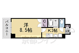 烏丸五条悠 1Kの間取図画像