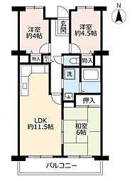 UR都市機構アーバンラフレ滝子 3LDKの間取図画像