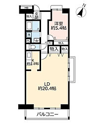 UR都市機構白鳥パークハイツ大宝3号棟 1LDKの間取図画像