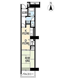 UR都市機構神宮東パークハイツ16号棟 1DKの間取図画像