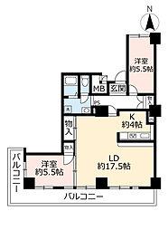 UR都市機構アーバニア千代田 2LDKの間取図画像