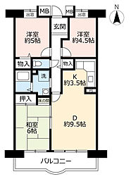 UR都市機構アーバンラフレ白壁3号棟 3LDKの間取図画像