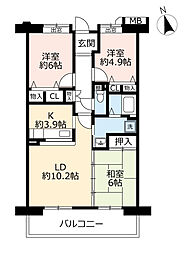 UR都市機構アーバンラフレ虹ケ丘南7号棟 3LDKの間取図画像