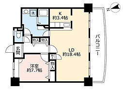 UR都市機構サンクレア池下1号棟 1LDKの間取図画像