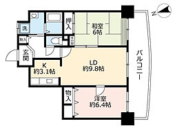 UR都市機構サンクレア池下1号棟 2LDKの間取図画像