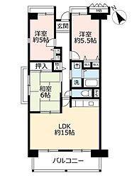 UR都市機構アーバンラフレ星ケ丘9号棟 3LDKの間取図画像