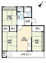 UR都市機構岩成台団地037棟 3DKの間取図画像