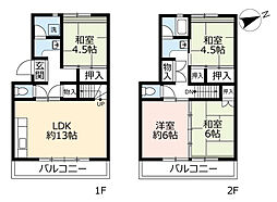 UR都市機構岩成台西団地608棟 4LDKの間取図画像