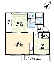 UR都市機構藤山台団地346棟 2DKの間取図画像