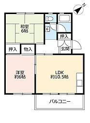 UR都市機構藤山台団地402棟 2LDKの間取図画像