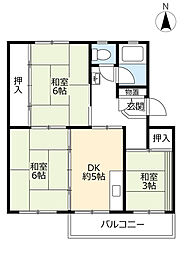 UR都市機構岩成台団地026棟 3DKの間取図画像