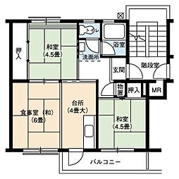 UR都市機構岩成台団地026棟 2DKの間取図画像