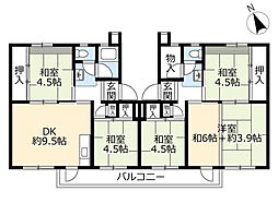 UR都市機構藤山台団地363棟 5DKの間取図画像