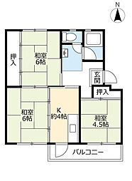 UR都市機構岩成台団地026棟 2DKの間取図画像