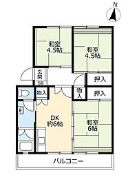 UR都市機構岩成台西団地608棟 3DKの間取図画像