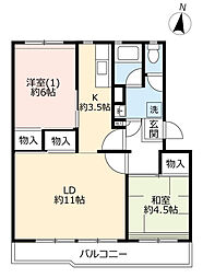 UR都市機構岩成台西団地608棟 2LDKの間取図画像