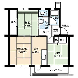 UR都市機構藤山台団地346棟 2DKの間取図画像