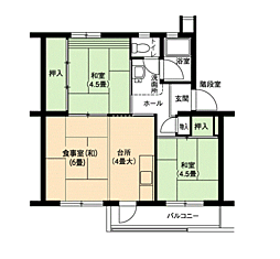 UR都市機構藤山台団地402棟 2DKの間取図画像