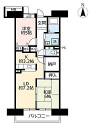 コンフォール城山8号棟 2LDKの間取図画像