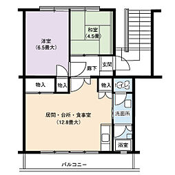 UR都市機構岩成台西団地608棟 2LDKの間取図画像