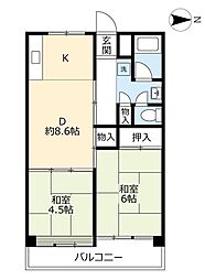 UR尾上 7階1LDKの間取り