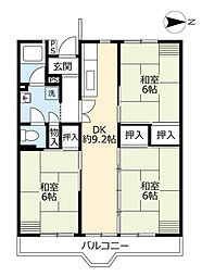 UR都市機構水草団地4号棟 3DKの間取図画像