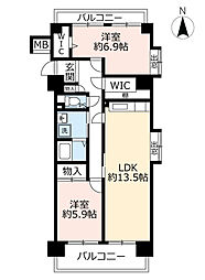 UR都市機構アーバンラフレ志賀2号棟 2LDKの間取図画像