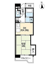 UR都市機構アーバンラフレ志賀7号棟 1DKの間取図画像