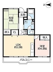 UR都市機構水草団地4号棟 2LDKの間取図画像