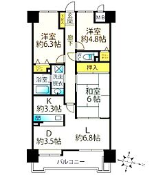 ダイアパレス大橋南壱番館 3LDKの間取図画像