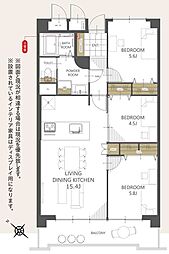 ふよう港ハイツ 3LDKの間取図画像