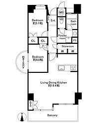ロワールマンションアール板付壱番館 2SLDKの間取図画像
