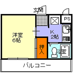 楠古谷マンション 1Kの間取図画像