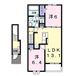 ティエラ 2階2LDKの間取り