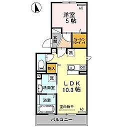 エスポワール中村 3階1LDKの間取り