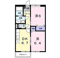 セントデジュール　Ｋ 2階2DKの間取り