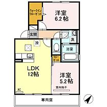 グランディール　ウベ　B棟 103 ｜ 山口県宇部市大字中山708-1（賃貸アパート2LDK・1階・53.50㎡） その2